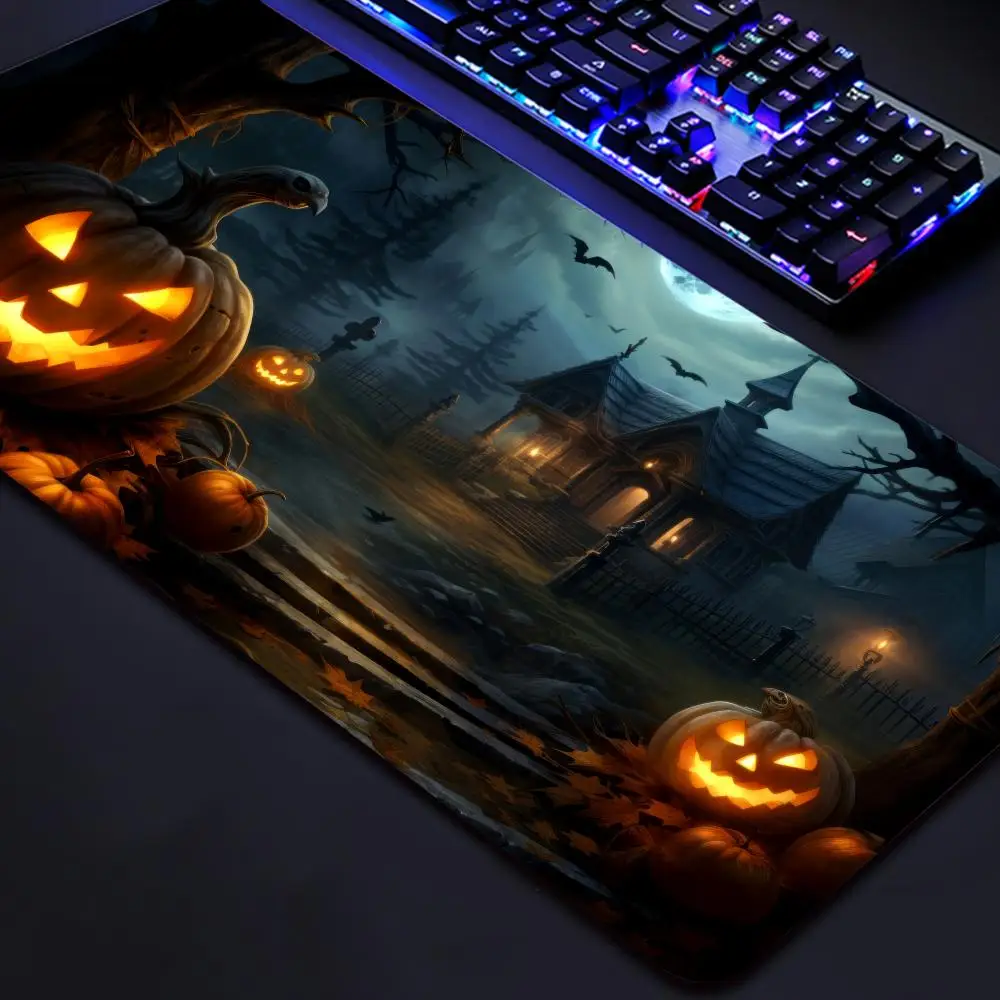 Desk Mat Haunted House Cartoon, Gaming Pad, Gift for Her, Gift for Him, Teen Gift, Gaming Mouse Pad, Gift for Gamers, Halloween