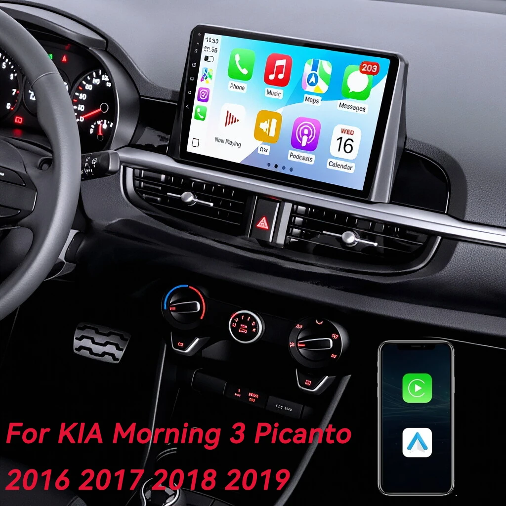

Автомагнитола Android 16 Carplay для KIA Morning 3 Picanto 2016-2020 с GPS-навигацией, Wi-Fi и поддержкой CarPlay
