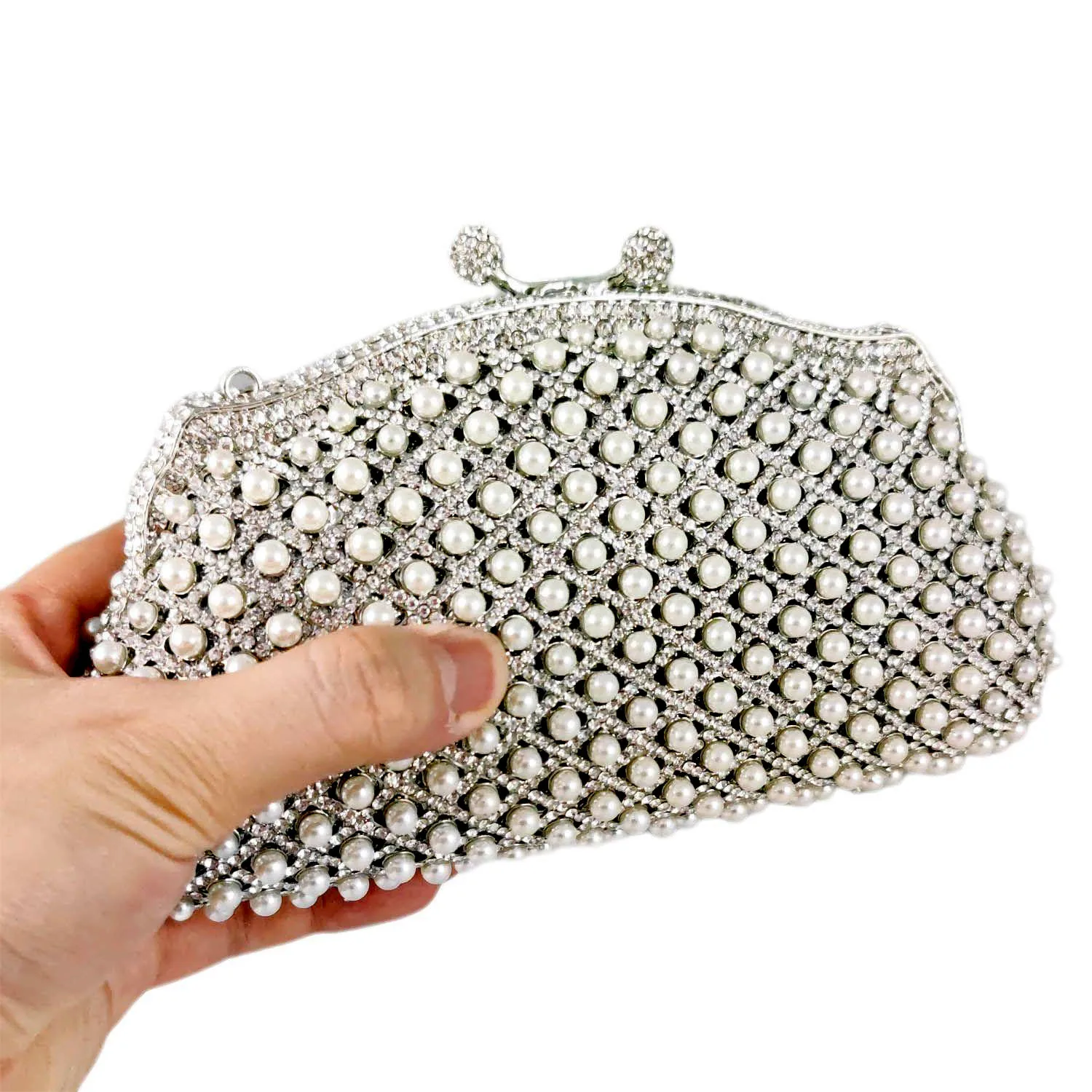 Boutique De FGG Elegant Women Crystal Evening Bags with Beaded Wedding Party Rhinestone Handbags Bridal Minaudiere Clutch Bag