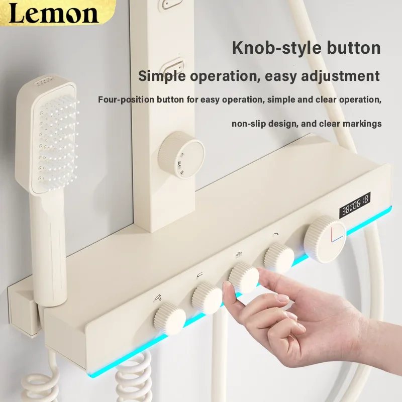 Conjunto de sistema de chuveiro multifuncional para banheiro com interruptor rotativo, água quente e fria pressurizada para uso doméstico e em hotel