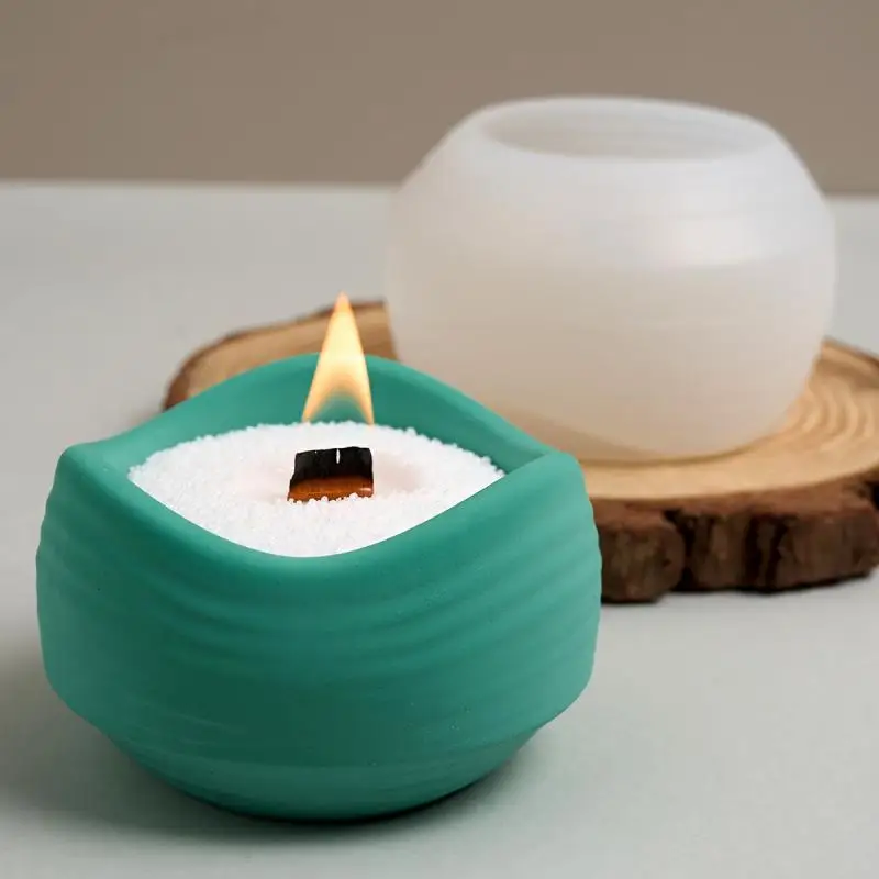Fala świeca kubek formy silikonowe gipsowa cementowa soczysta doniczka pudełko do przechowywania słoik pachnący formy żywiczne DIY Handmade Home Decor — zdjęcie 2