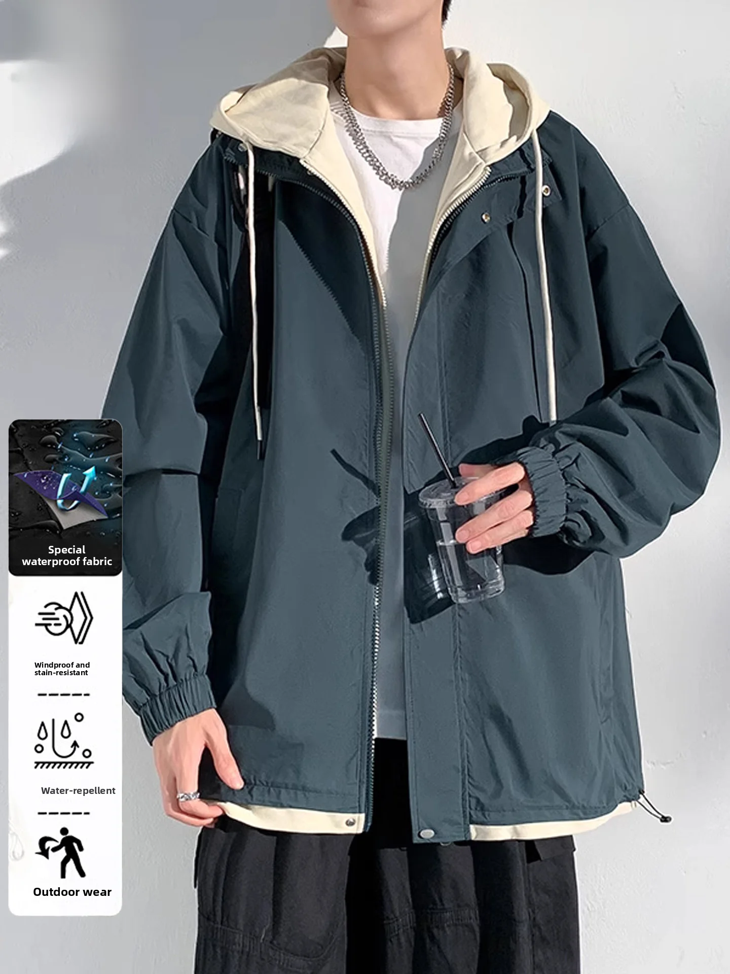 

Nainilu American Style Workwear Jacket Hooded Outdoor Windproof Couples Coat Autumn Winter New Arrival Polyester Fabric Unisex