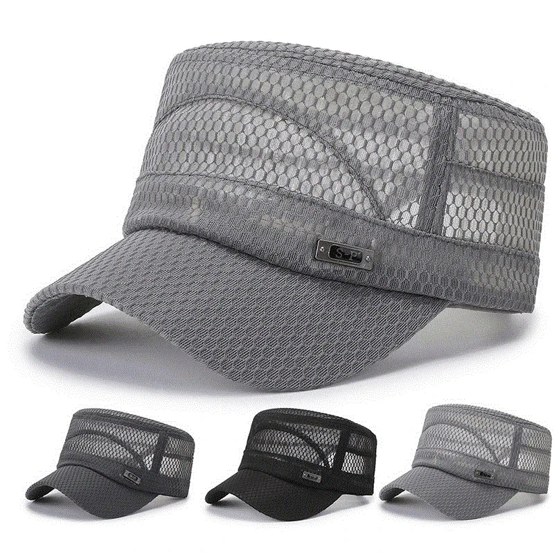 Mens Baseball Caps Summer Flat Hats Male Breathable Light Sun Visor Mesh Hats Quick Drying Gorras Adjustable