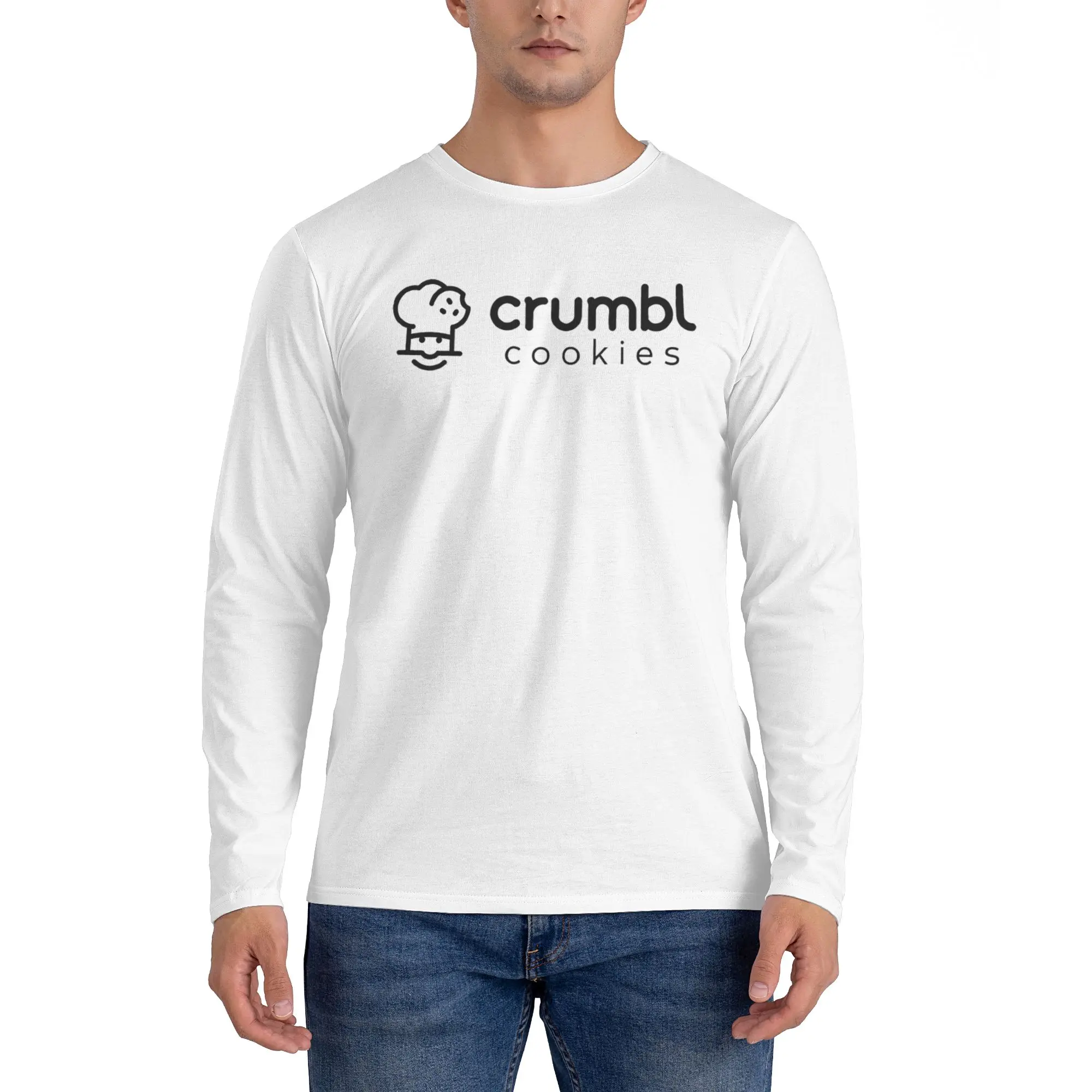 تي شيرت Crumbl Cookies للرجال بأكمام طويلة تي شيرت كاجوال برقبة دائرية تي شيرت للربيع والخريف للرجال