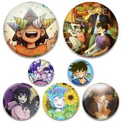 Anime RPG Omori Round Pins HD Print Cartoon Badges Cosplay Handmade Brooches for Backpack Clothes Ornament Gifts Accessories