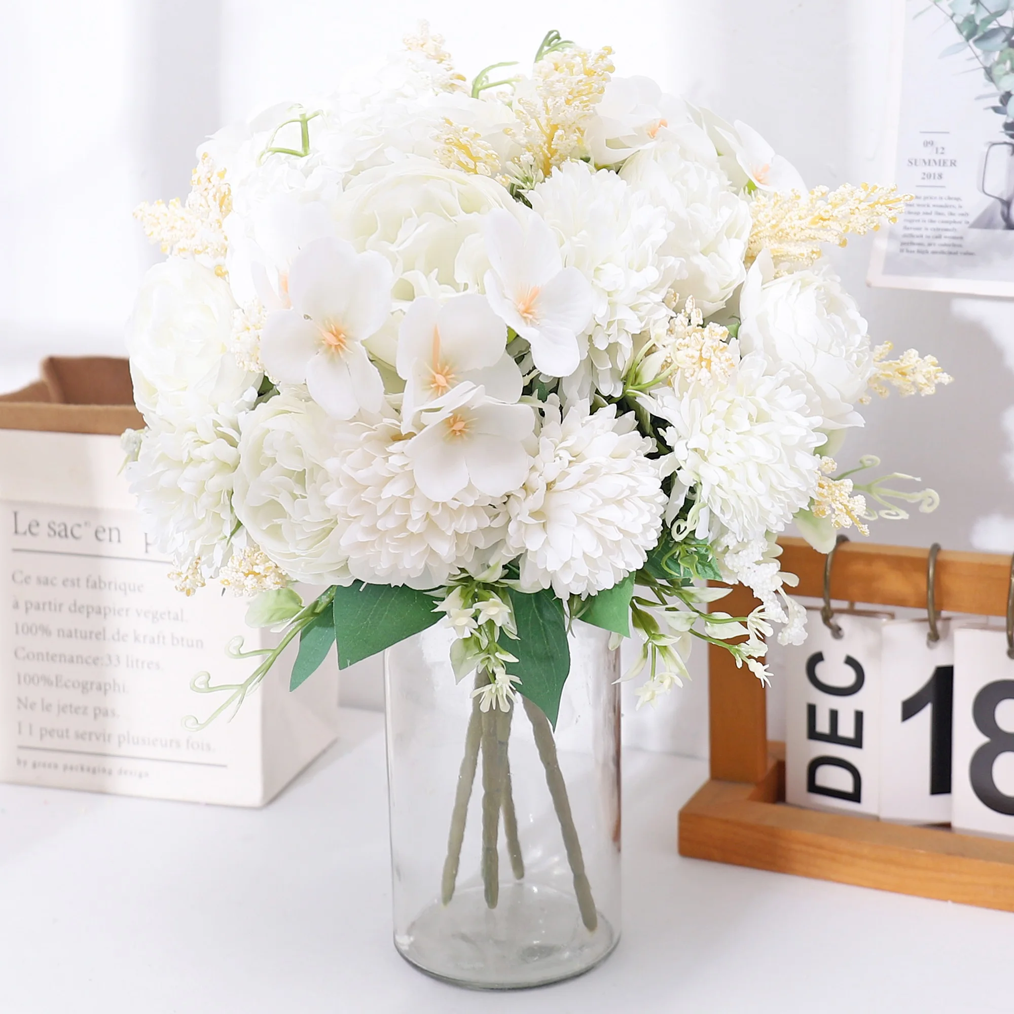 Pfingstrose Seidenblumen Hochwertige künstliche Rosen Gefälschte Hochzeit Party Home Tisch Raumdekoration DIY Braut Hortensien Blumenstrauß – Detail 3