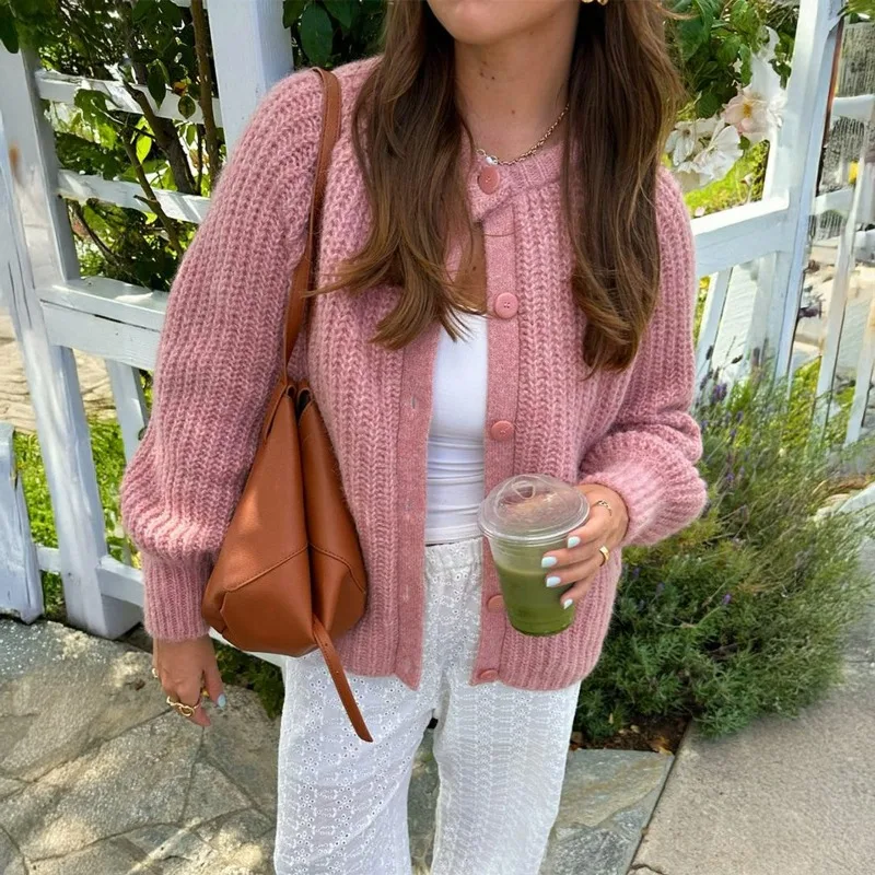 

Cardigan Women Knitted European and American Casual Simple Long Sleeved Clothing Autumn and Winter Fashionable Warm New Style