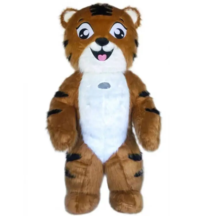 Disfraz de Mascota de tigre inflable gigante, muñeco largo de felpa, divertido, para fiesta de disfraces, ropa para adultos