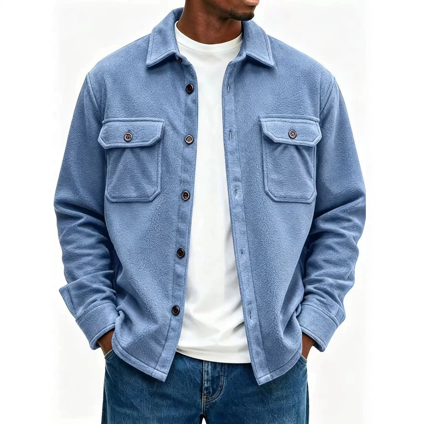 Coat Men solid Coats Turn Down Collar Jackets Single Breasted Full Sleeve Vintage Cargo Pockets Y2k Streetwear Work Casual 2026