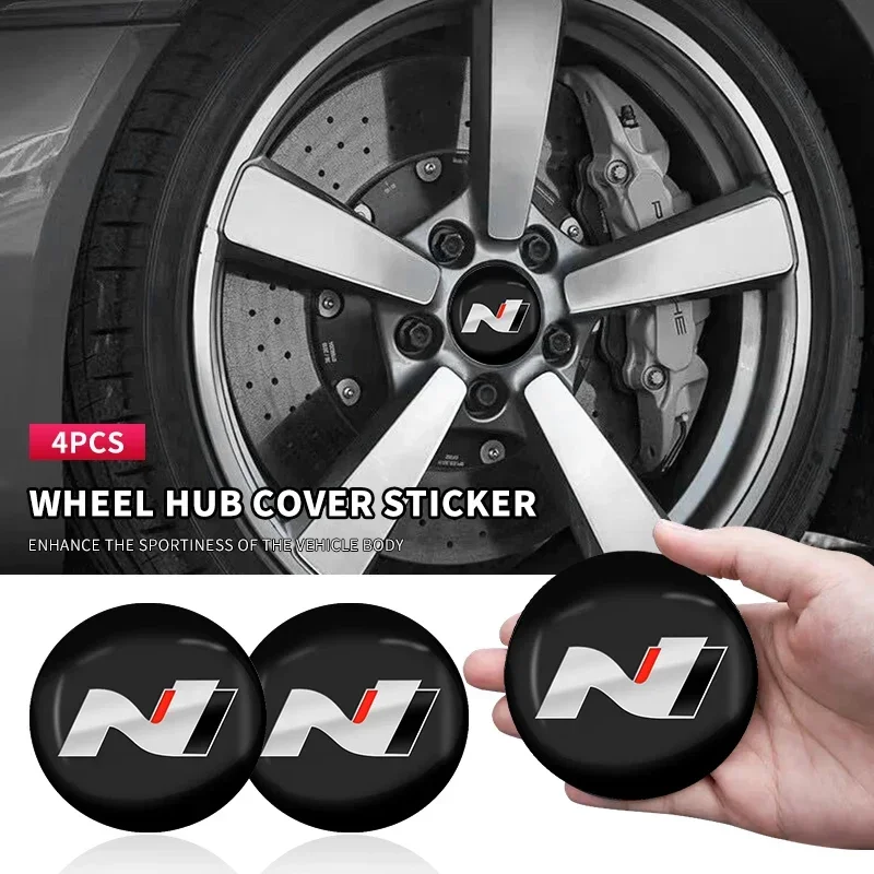 4Pcs 56mm Car Wheel Center Hub Cap Stickers Accessories For Hyundai N Line i20 i30 Sonata Tucson Azera Elantra Veloster