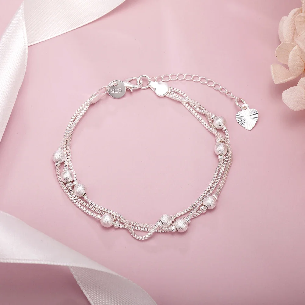 

Hot sale new Silver Color Geometry beads Chain Bracelet for Women Fashion Wedding Fine Jewelry Christmas Gift 8inches