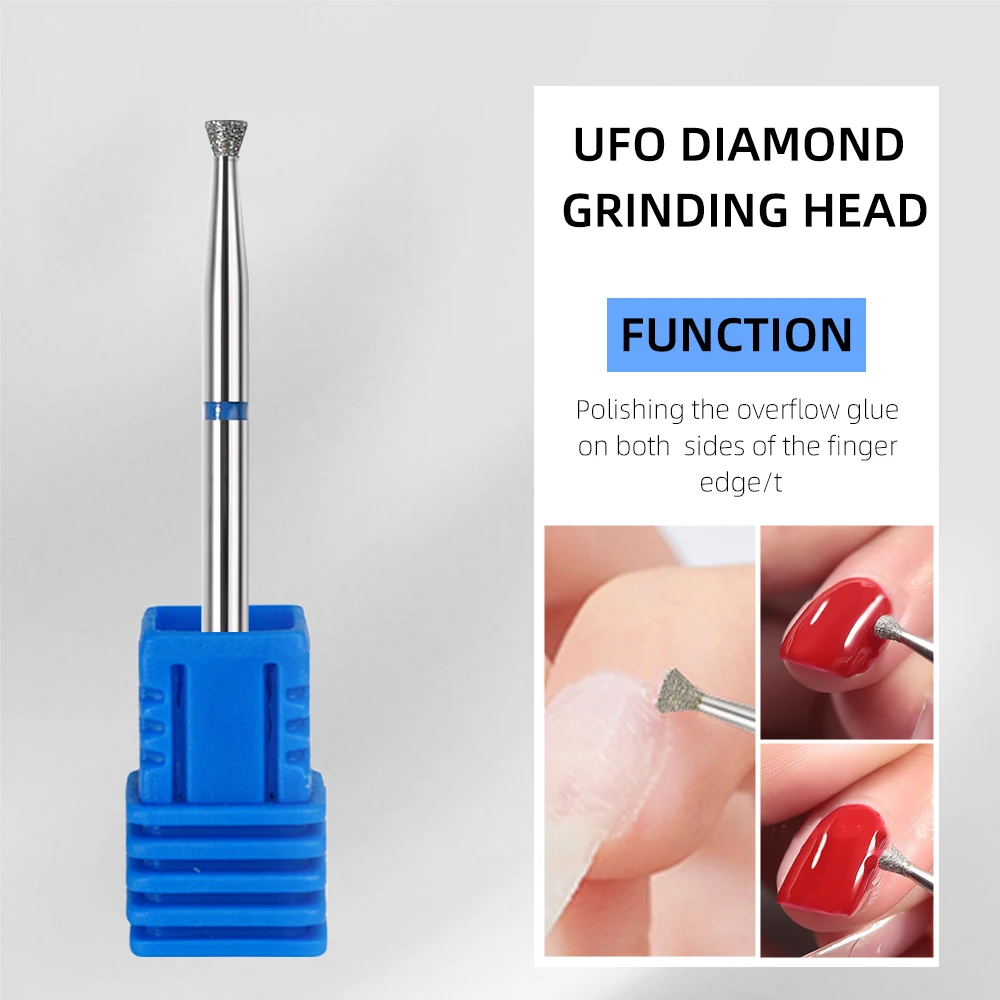 3個のダイヤモンド - 素材ネイルドリルビットセット、アクリル/ジェルネイルのシェーピングとスムージングのためのプロフェッショナルネイルアート研磨ツール