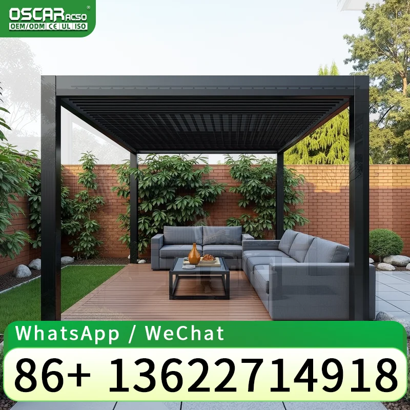 Wholesale Electric Aluminum Outdoor Motorized Retractable Louvre Roof Canopy for Garden Patio Balcony pergola