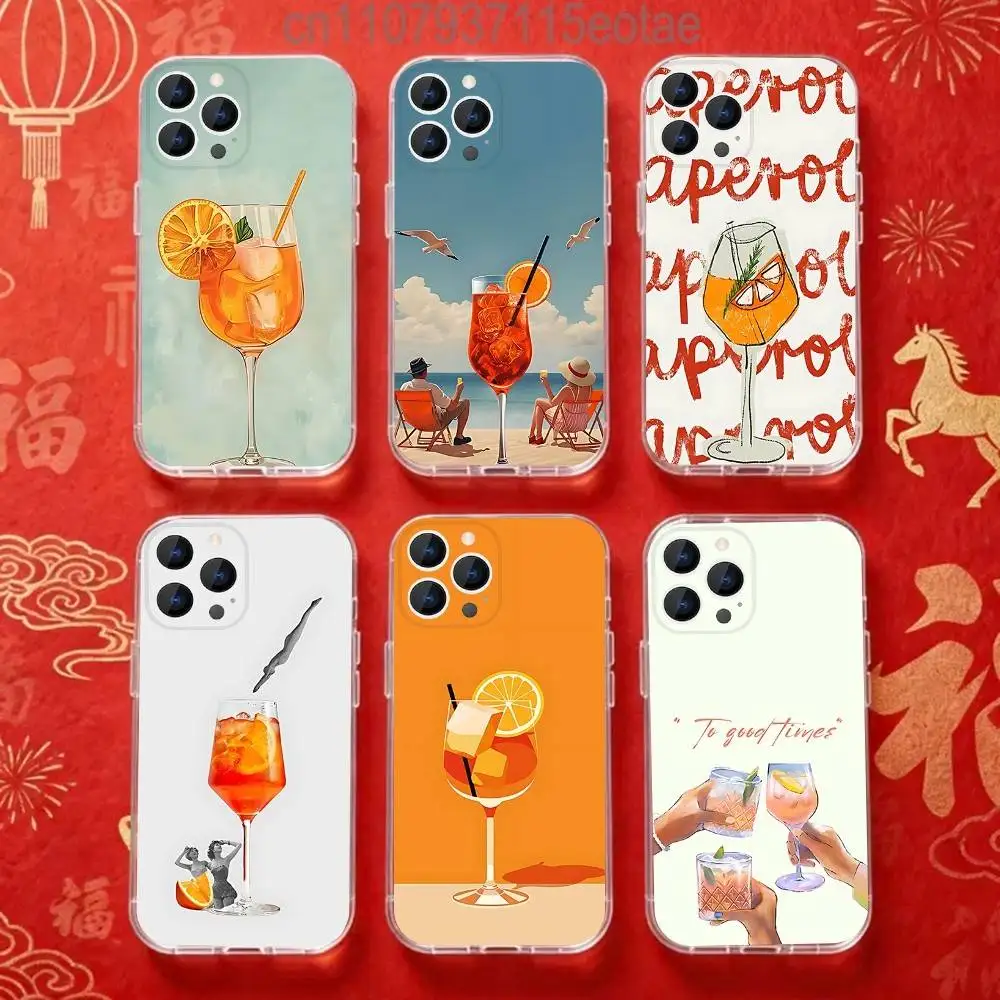 

A-Aperol Art S-Spritz Phone Case For iPhone 17,16,15,14,13,12,11 Pro,Max,Plus,X,XS,XR,SE4,E Mini Transparent Soft Cover