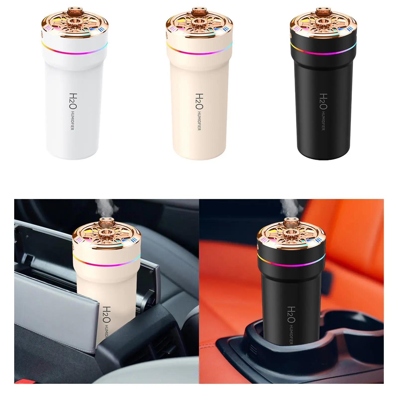 Schnur loser Smart Car Luftbe feuchter mit ätherischen Ölen 7,2x16cm für Desktop-Multifunktions-USB-Akku 300ml mit bunten Lichtern