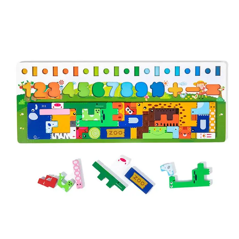 

Wooden Number Puzzle Sorting Montessori Toys For Toddlers Shape Sorter Counting Fishing Game Educational Math Stacking Block