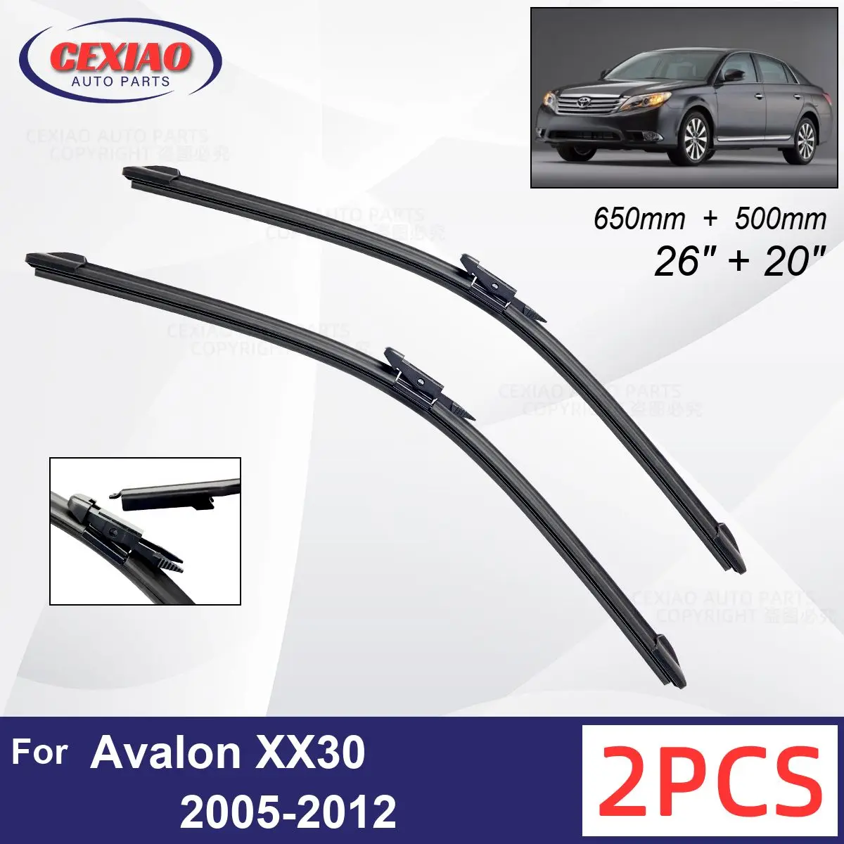 

Car Wiper For Toyota Avalon XX30 2005-2012 Front Wiper Blades Soft Rubber Windscreen Wipers Auto Windshield 26" 20" 650mm 500mm