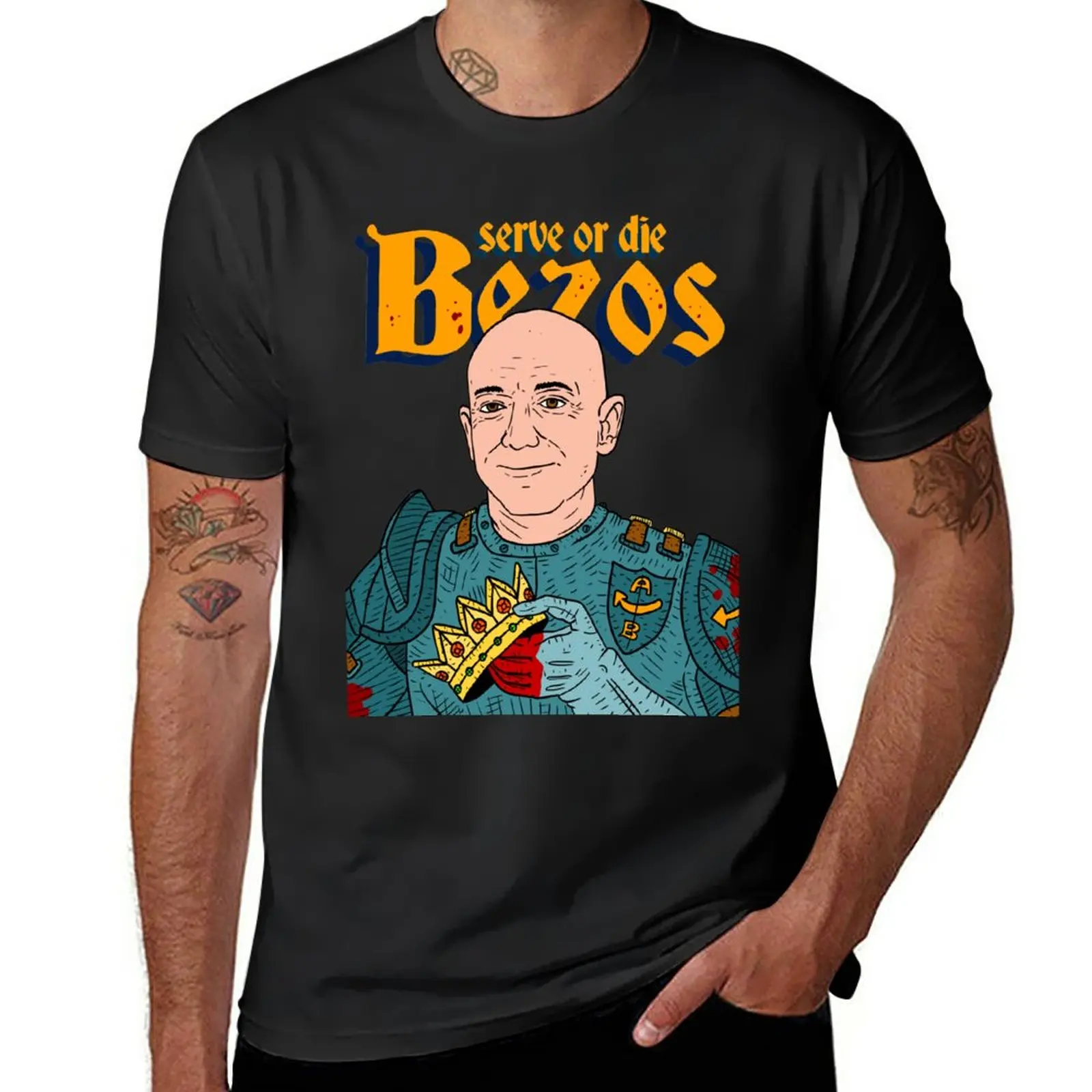 New serve king jeff bezos. amazon. T-Shirt sports fan t-shirts boys white t shirts plain t-shirt oversized t shirt men