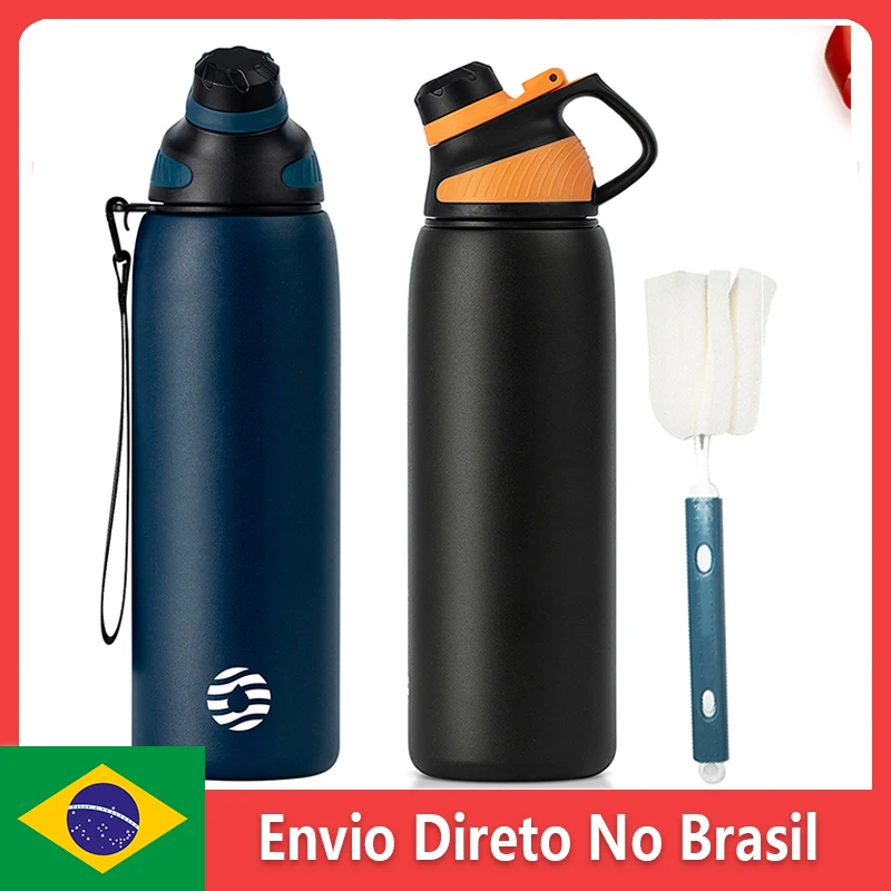 Stainless Steel Double Wall Thermos,Vacuum Flask with Magnetic Cap, Outdoor Sport Bottle,Keep Cold,1000ml