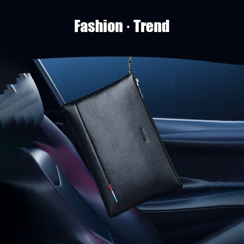 BOPAI Men Clutch Bags Genuine Leather Men Wallets Crazy Horse Leather Long Purse Male Handbag Multifunction Wallet