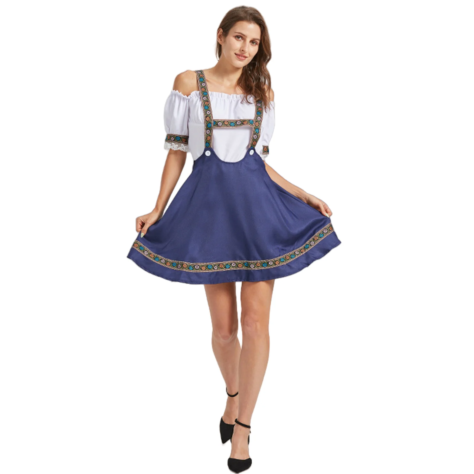 여성용 옥토버 페스트 격자 무늬 Dirndl 원피스, 독일 바이에른 맥주 렌치 웨이트리스 메이드 원피스 코스프레, 코스튬 할로윈 카니발 의상