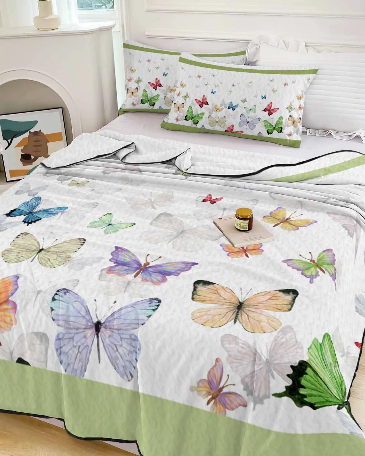 

Butterfly Watercolor Animal Gradient Summer Cooling Quilt Air Condition Blanket Comfortable Lightweight Bedroom Thin Quilt