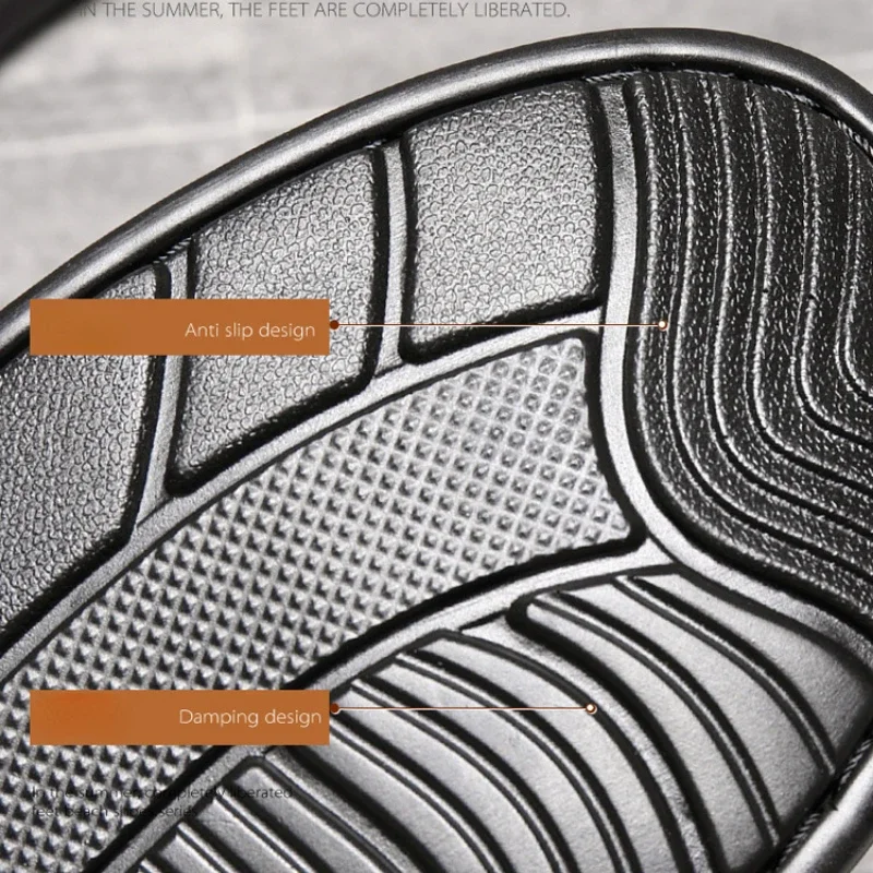 Sandalias para hombre, sandalias de cuero de vaca de calidad, sandalias deportivas informales para exteriores, zapatillas de playa antideslizantes para hombre, zapatillas de verano