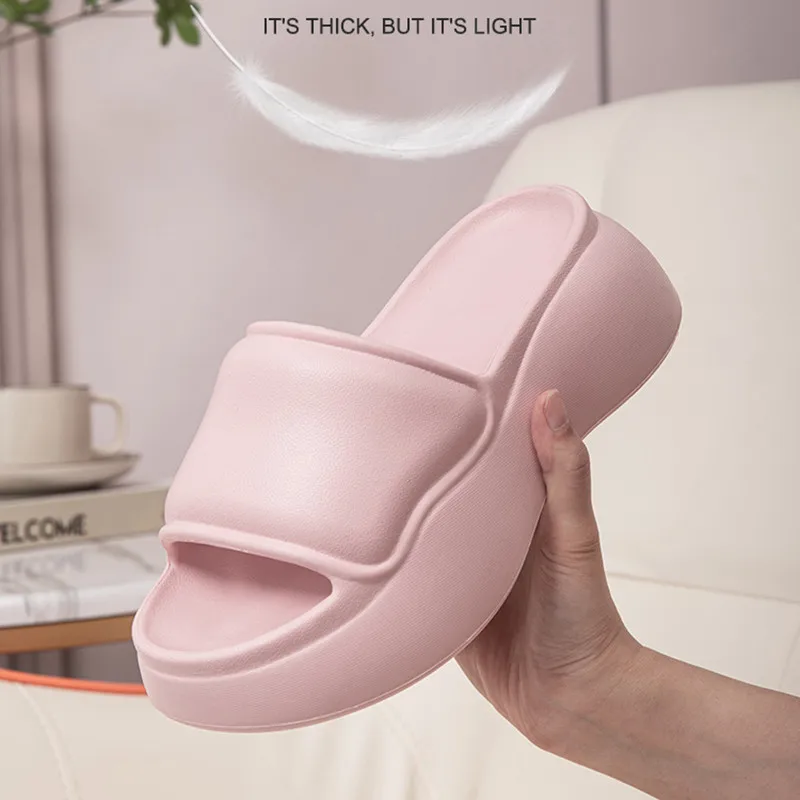 7.0cm Thick Sole Eva Cool Slippers For Women Summer Home, Indoor Height Increase External Wear Soft Sole Beach Outdoor Slippers