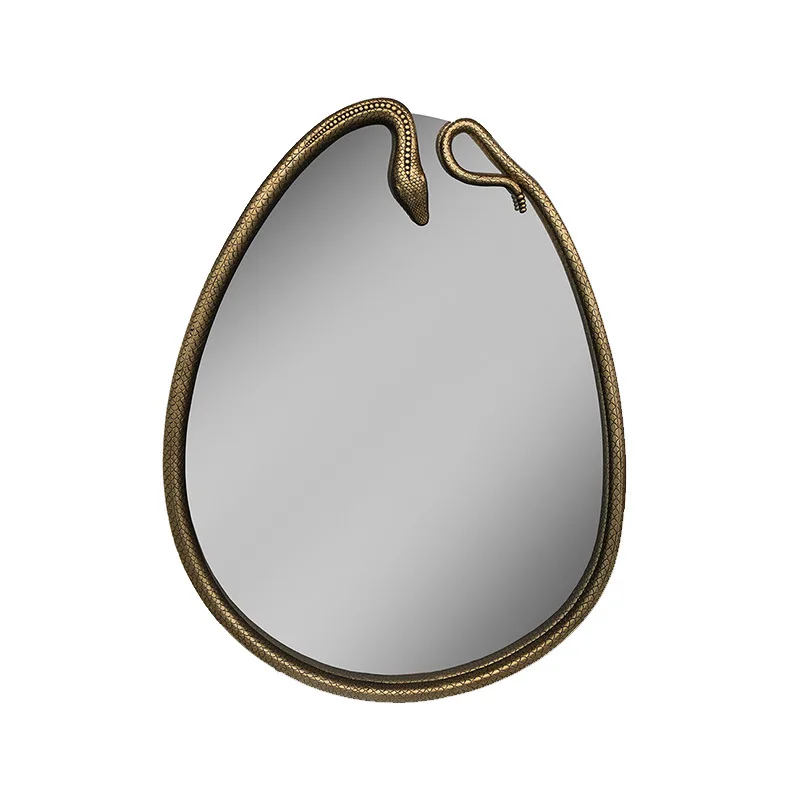 

Luxury art serpentine, brass decorative mirror, modern high-end entrance mirror in the entrance corridor