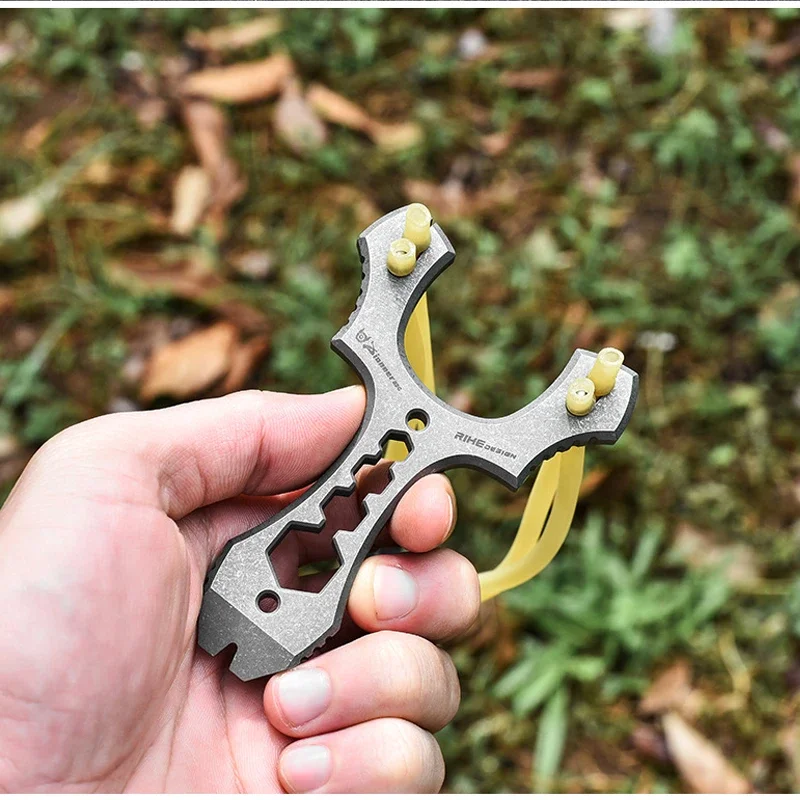 New Titanium Alloy Portable EDC Keychain Tool Hexagonal Wrench Multifunctional Rubber Band Slingshot Mini Pry Bar Tools