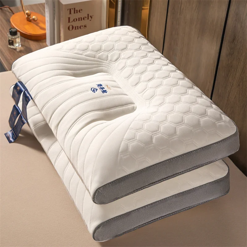 1 Pc Natural Latex Pillows for Deep Sleeping Rectangular Neck Support Pillows 48x74cm Home Hotel Knit Breathable Soft Bed Pillow