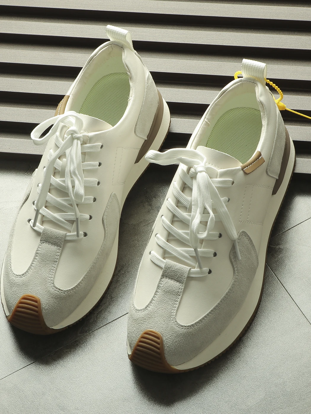 

High Quali Leather Golf Series Men's Casual oes Comfortable Breathable Spor Vintage Sle Plain Toe Flat Heel Stitched