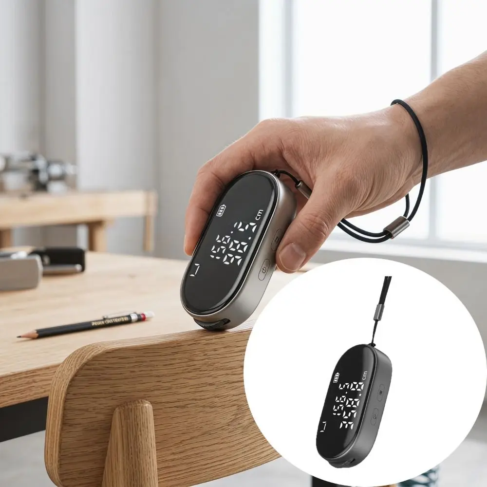 High Accuracy Mini Electronic Ruler Mini Size Digital Display Digital Wheel Tape Measure Type-C Rechargeable Rolling Ruler