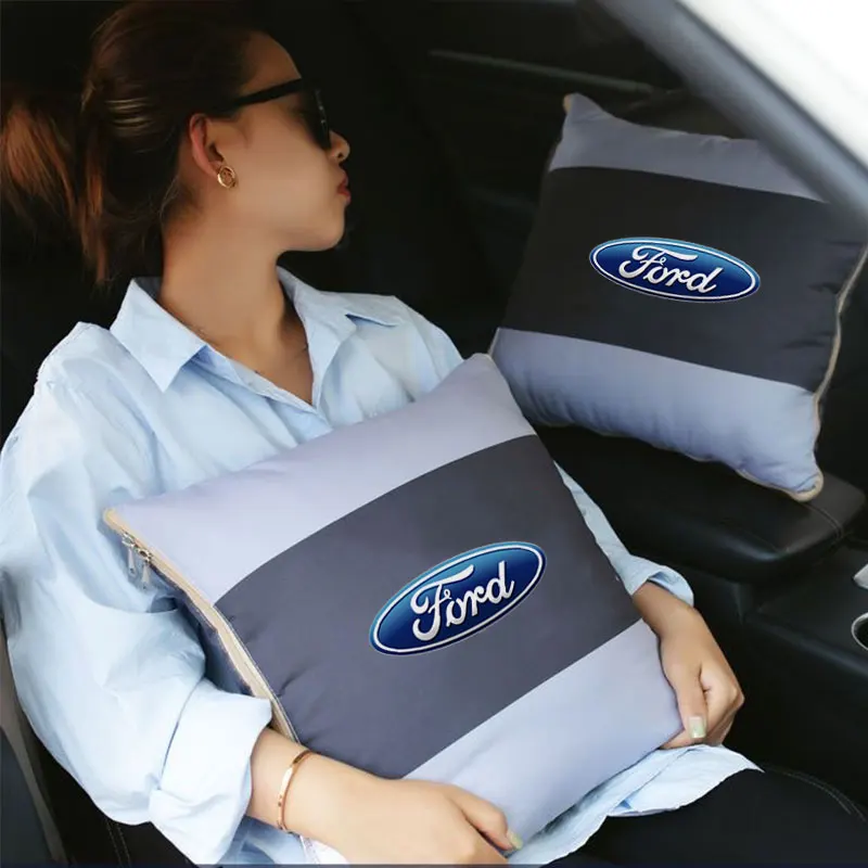 Car Travel Lumbar Throw Pillow Blankets Foldable Quilt car pillow For Ford Mustang Kuga F-150 Raptor ST line Escape Flex Transit