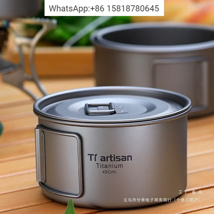 Titanium Craftsman Outdoor Titanium Bowl Pure Titanium Camping Tableware Camping Lunch Box Portable Bowl Set Snow Puller Bowl