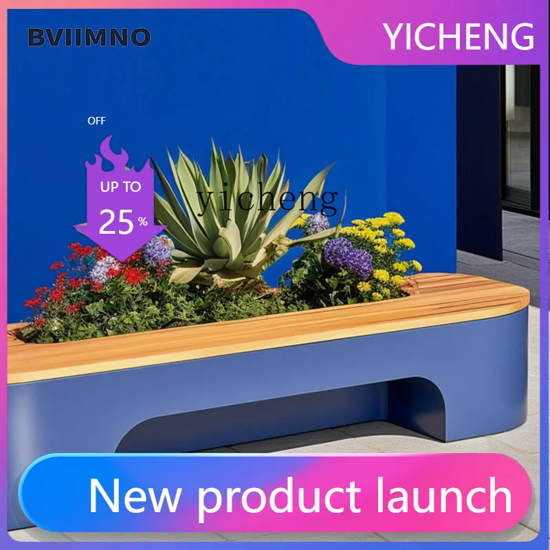 w28  Outdoor Flower Box Seat Combination Outdoor Courtyard Lancape Flower Box Balcony Leisure Chair