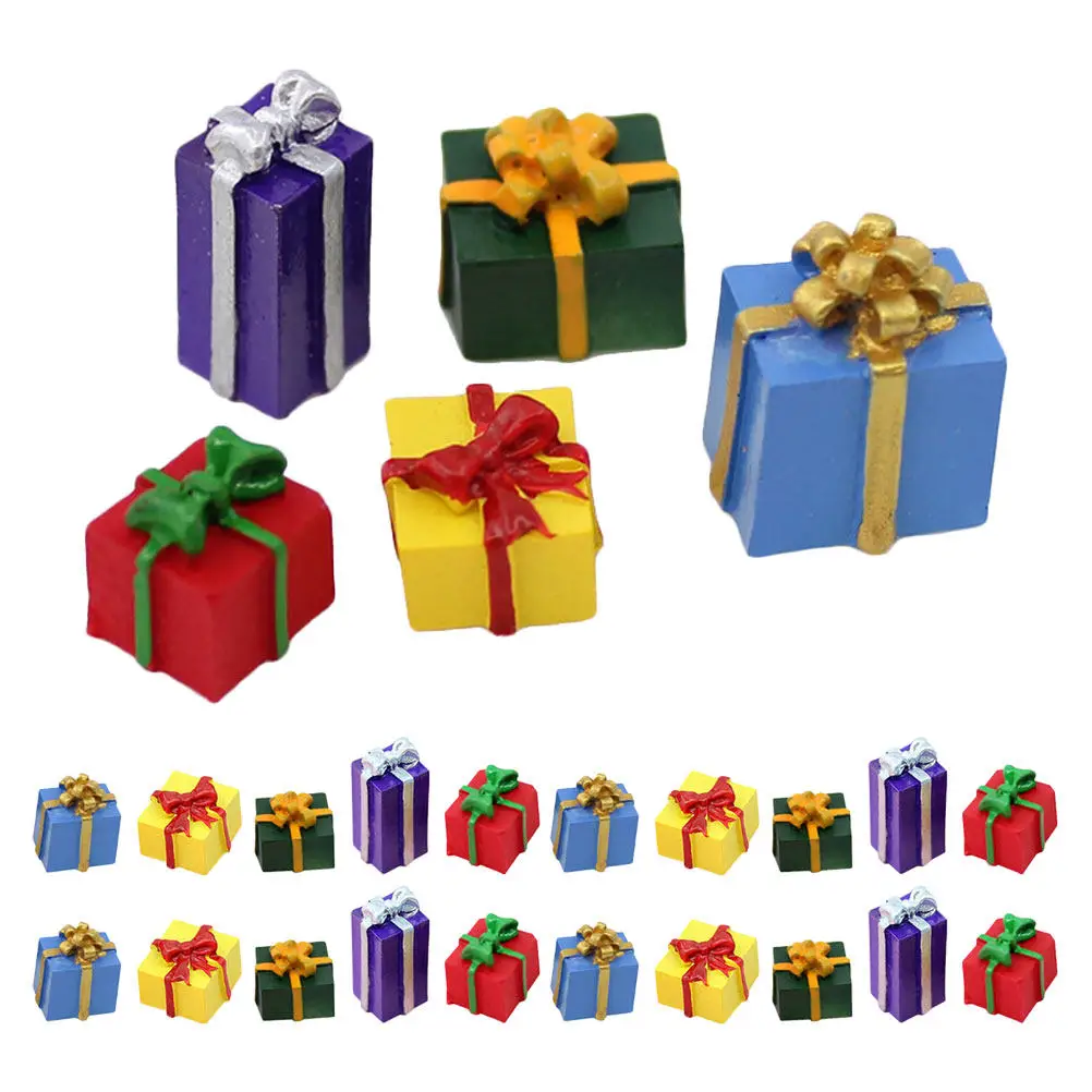 

30 шт. миниатюрных коробочек из смолы разных цветов для рождественских украшений, поделок своими руками, настольного декора, мини-коробочки-орнаменты