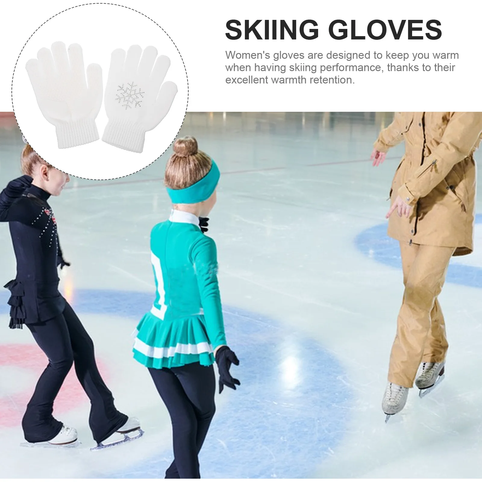 

1Pair Waterproof Insulated Gloves Women Fashionable Lightweight Warm Gloves for Ski Sports Performance Stage Party Decorative