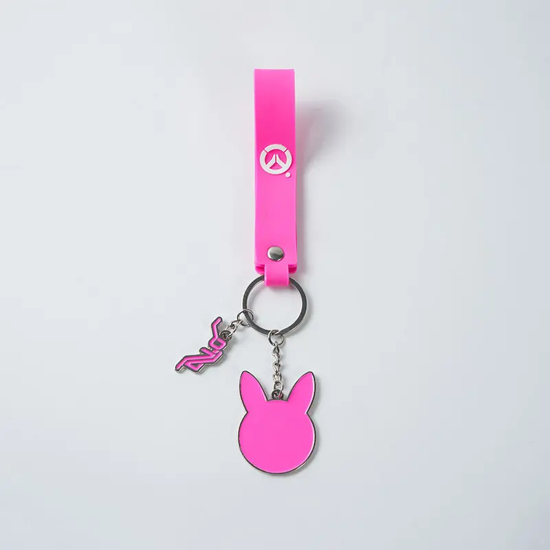 Blizzard Overwatch D Va Metal Keychain Pink Rabbit Head Pendant Official Merchandise Wrist Strap Key Accessory For Game Fans view 2