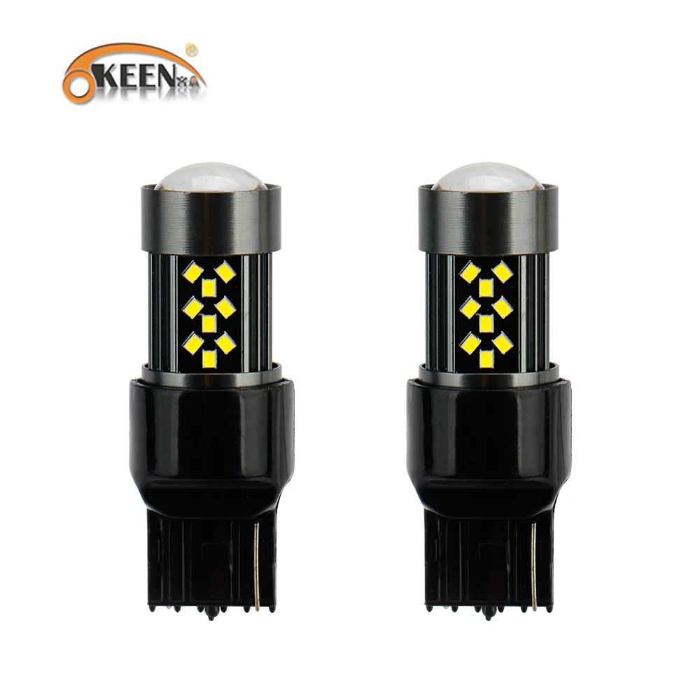 OKEEN 2PCS Car Signal Lamp T20 7440 Led Canbus Bulbs 42SMD 2016 Chips Car Interior Reading Light Wedge Side Lamps 12V