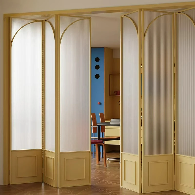 

Double Fold Aluminum Door Living Room Bedroom Kitchen Bathroom Villa Interior Courtyard Foldable Opening - Family Use