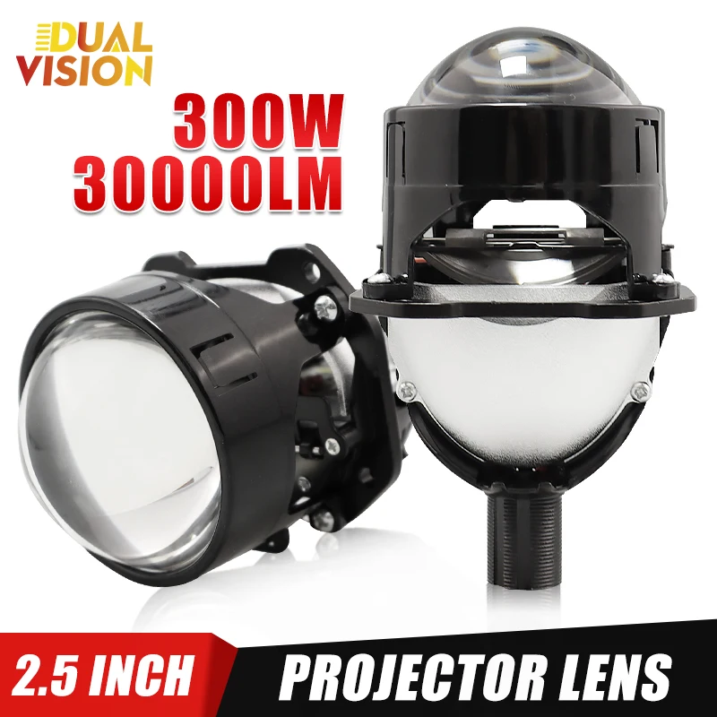 

Led Car Headlight 2.5 Inch Bi Projector H4 H7 LED Lenes 300W 6000K High Low Beam LHD For Car/Motorcycle Retrofit Lamp Kits