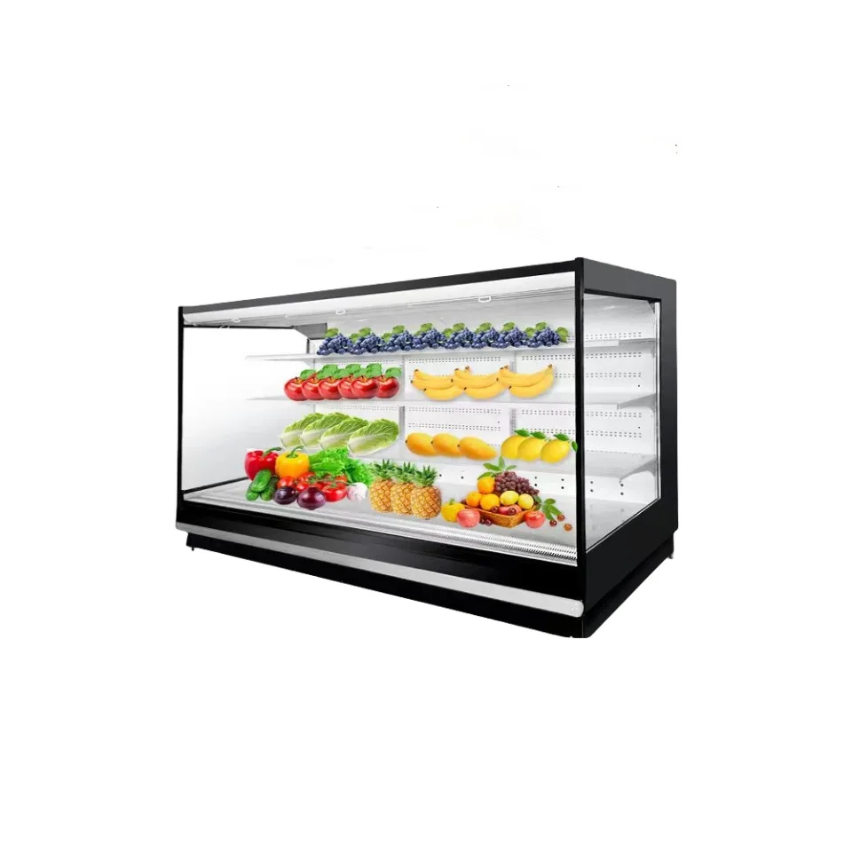 

Air curtain cabinet, fruit preservation, beverage, refrigeration