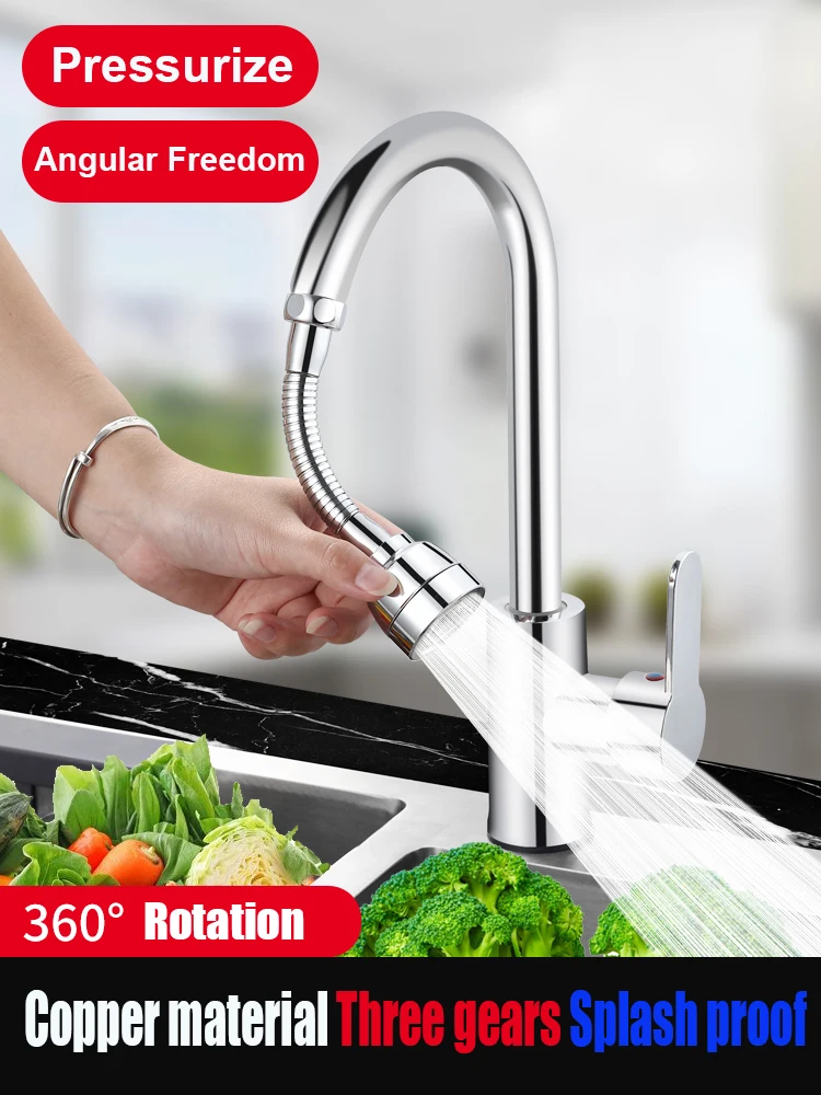 

Kitchen Gadgets 3 Modes 360 Rotatable Bubbler High Pressure Faucet Extender Water Saving Bathroom Kitchen Accessories Supplies