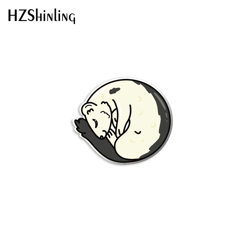 2023 New Cute Ferret Acrylic Lapel Pin Animal Epoxy Butterfly Clasp Pin Handmade Butterfly Brooch