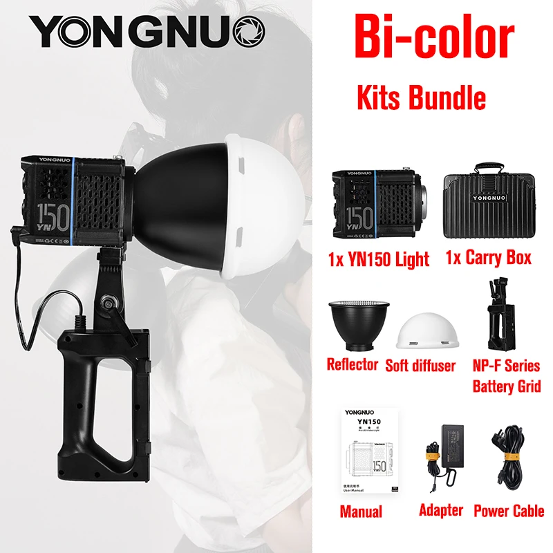 Yongnuo YN150 COB Pocket Light 150W Outdoor Video Light Bowens Mount 5600K Continuous Lighting Fill Lamp for Filmmakers Studio