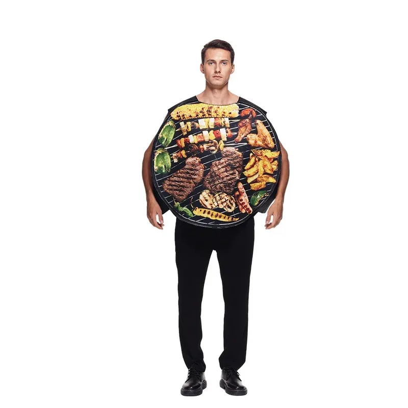 

Взрослый костюм на гриле с мясом, забавная туника для барбекю, еды, Хэллоуина, карнавала, Пурима, нарядное платье