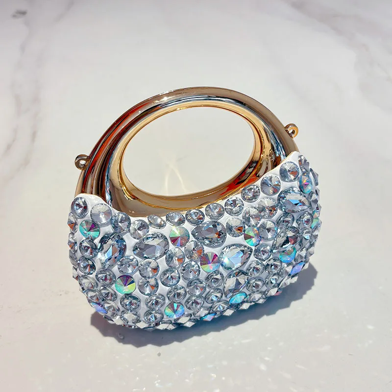 

Модные женские сумки и клатчи с бриллиантами, акриловые люксовые вечерние сумки, сумка-полумесяц, модная сумка через плечо