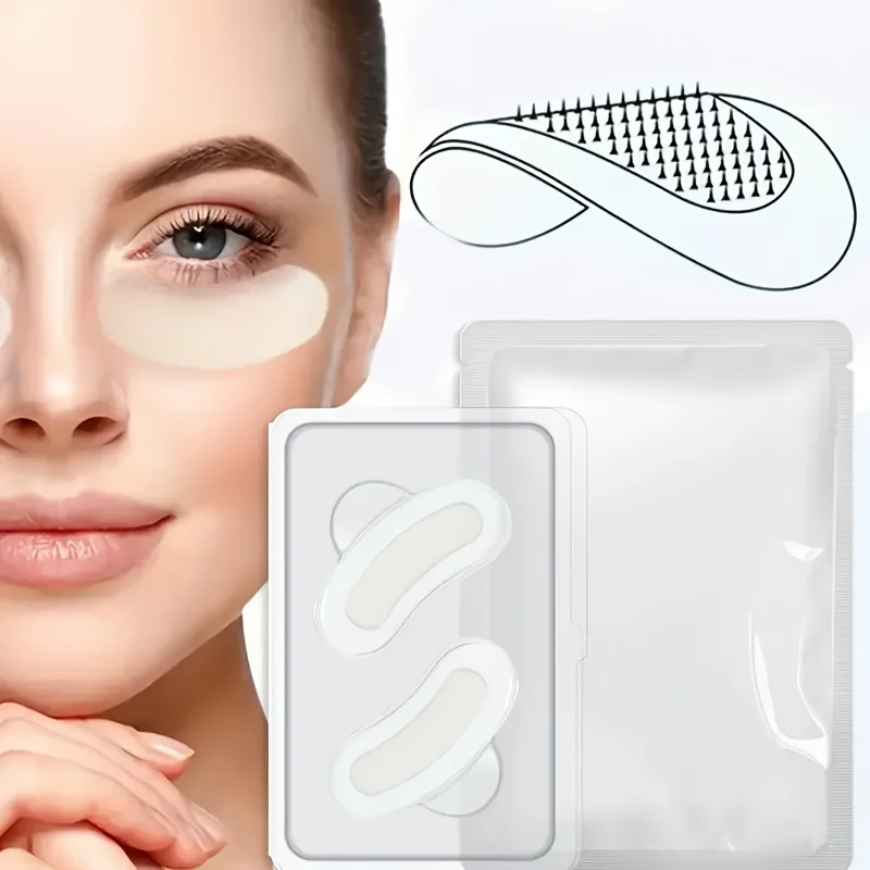 Patch ocular alérgico com microagulha de 0,25 mm para cuidados faciais, marrom claro, sem bateria, portátil e fácil de usar, reparo anti-envelhecimento de rugas