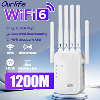 Ourlife 1200Mbps Wifi Amplifier Dual band 2.4G 5G Repeater Network Expander Range Extender WiFi Signal Booster Wireless Router